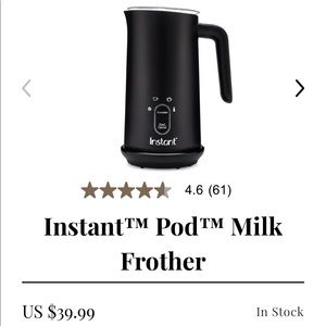 Instant pod milk frother
